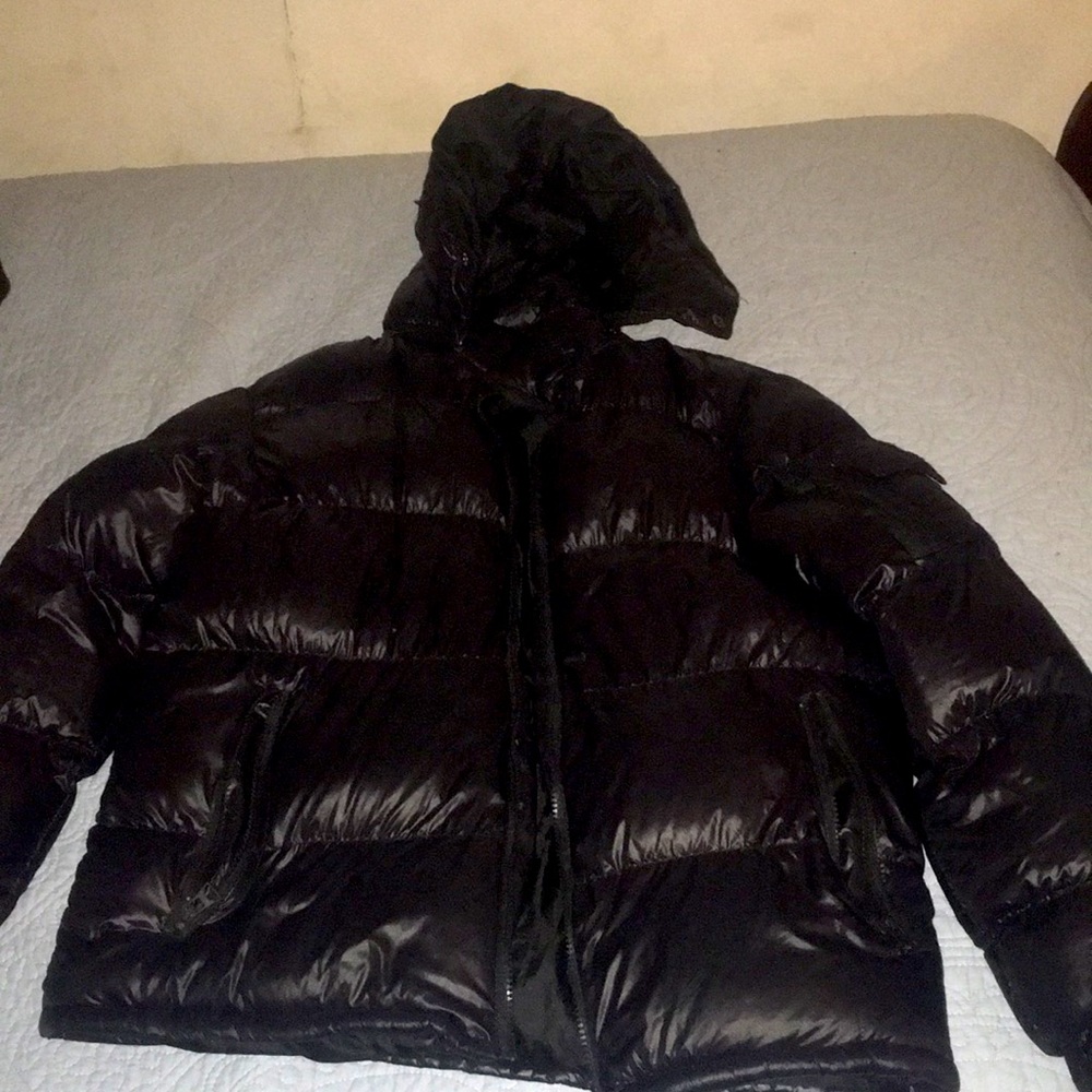 BoohooMan mid length shine puffer jacket
